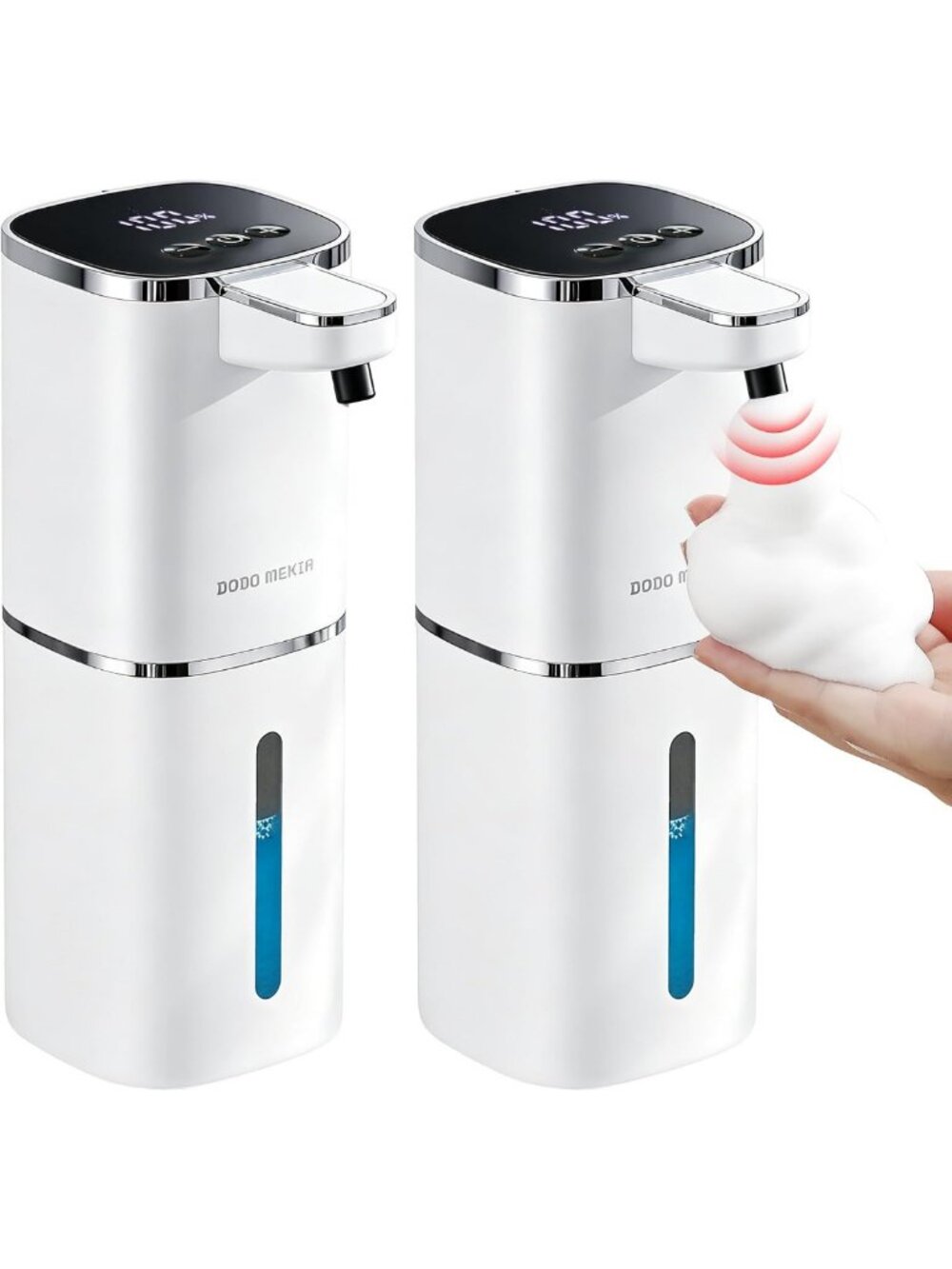 Rechargeable Automatic Foaming Soap Dispenser 2 Pack, 9 Adjustable Levels